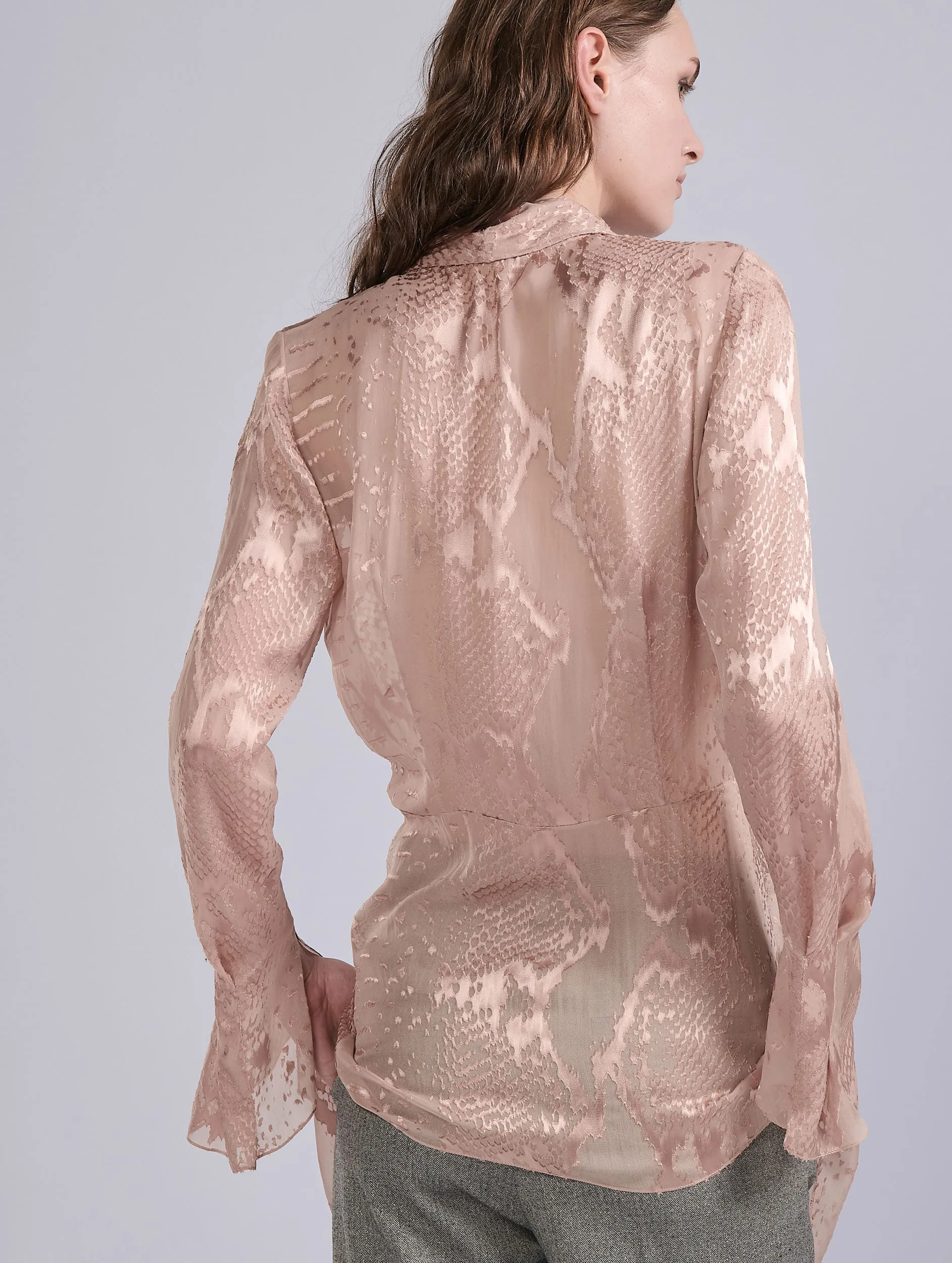 Blouse en satin dévoré motif python blush sold by Barbara Bui product image thumbnail 3