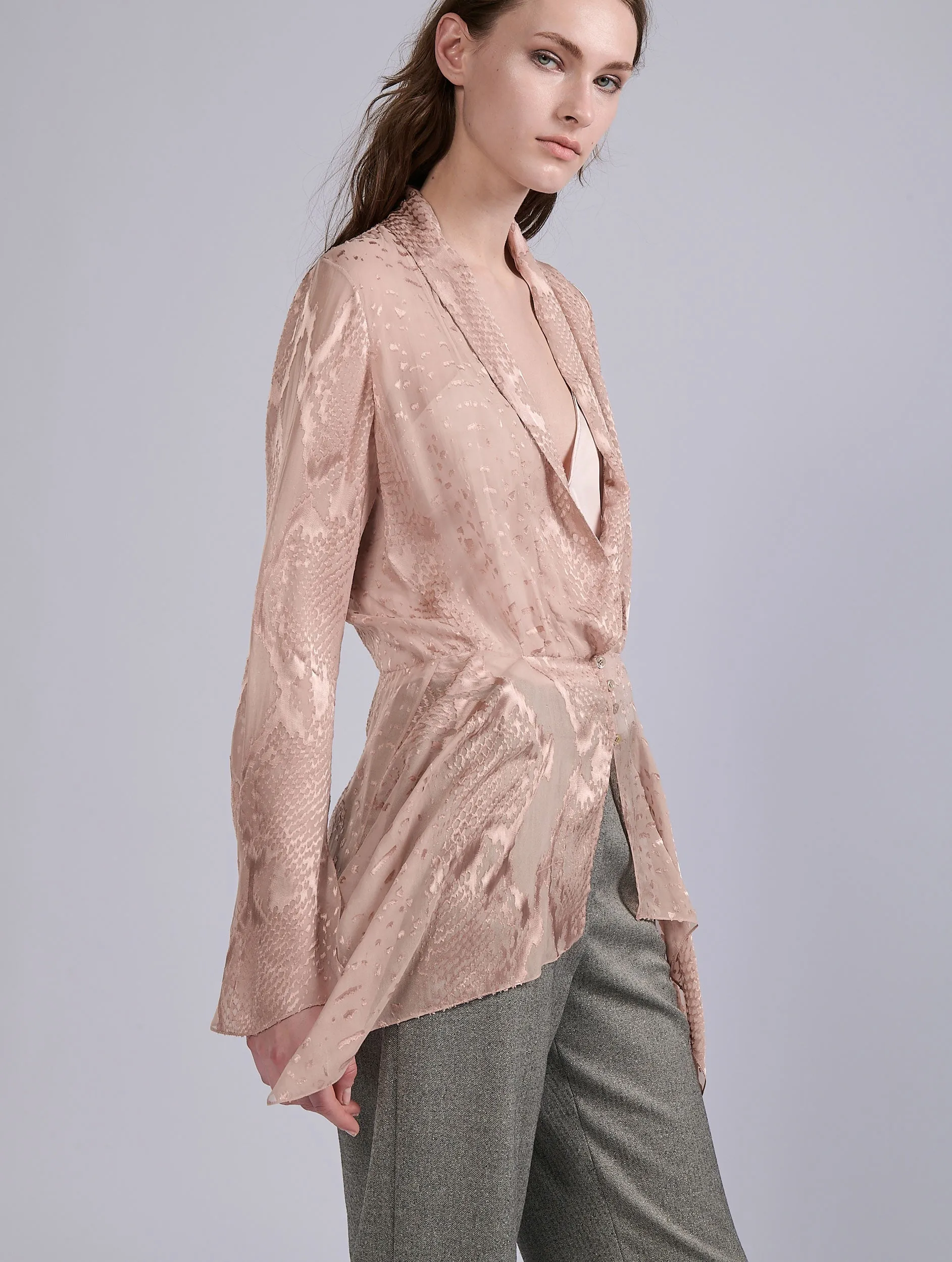 Blouse en satin dévoré motif python blush sold by Barbara Bui product image thumbnail 4