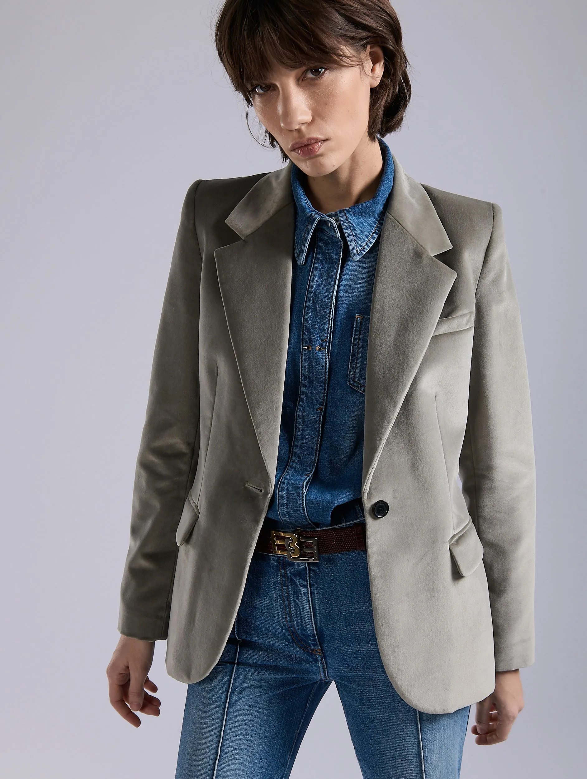 Veste cintrée en velours gris sold by Barbara Bui product image thumbnail 4