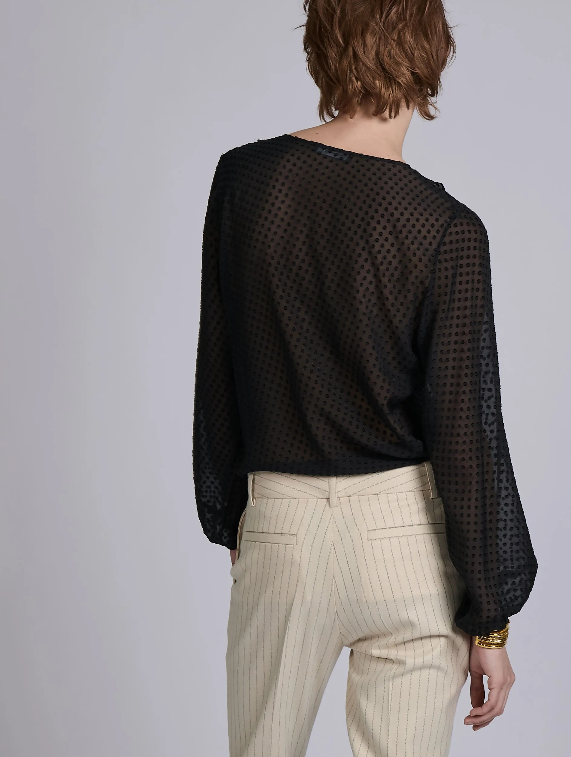 Blouse à volants en jacquard plumetis noire sold by Barbara Bui product image thumbnail 3