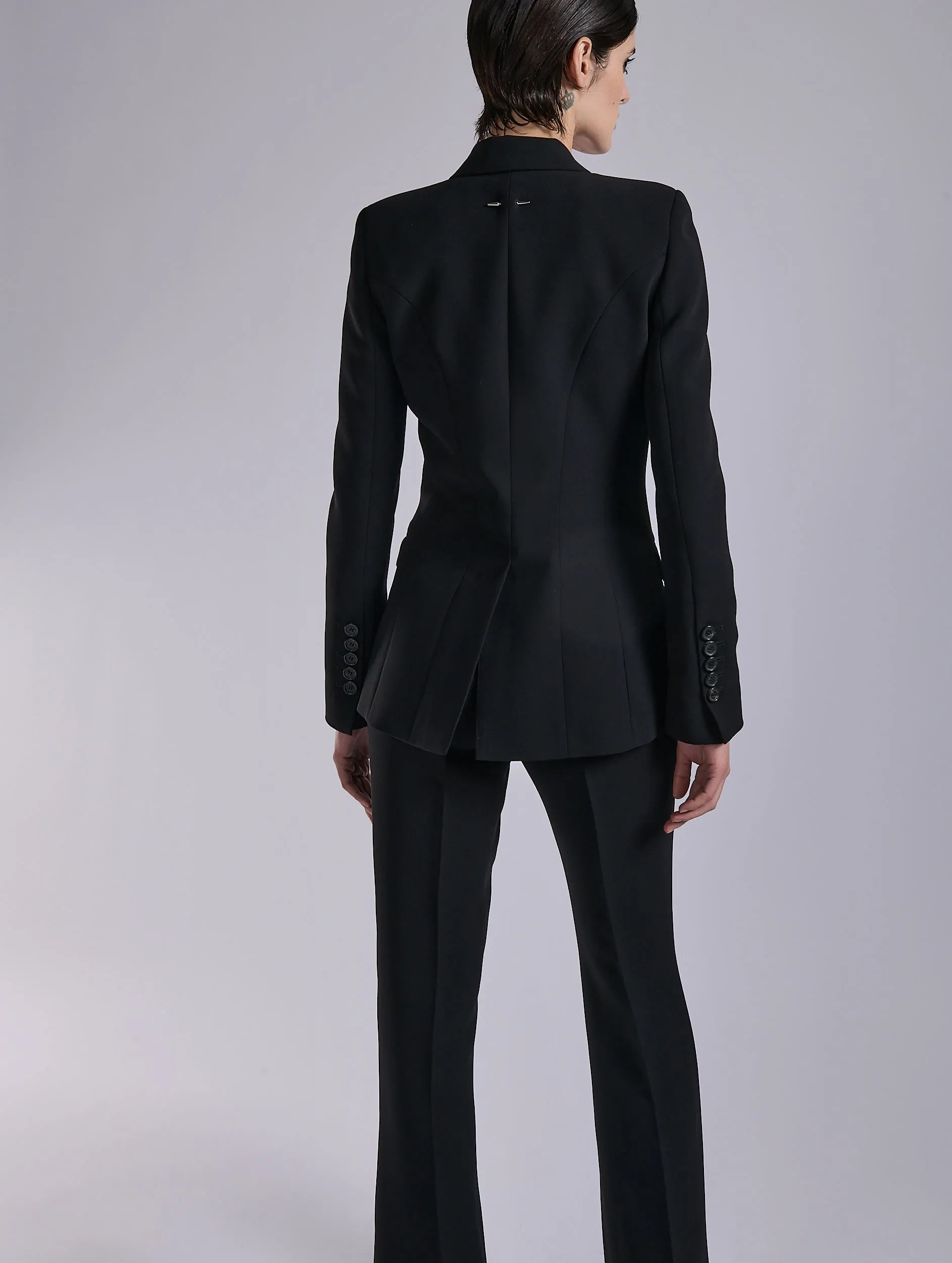 Veste à manches zippées en crêpe et cuir noire sold by Barbara Bui product image thumbnail 5