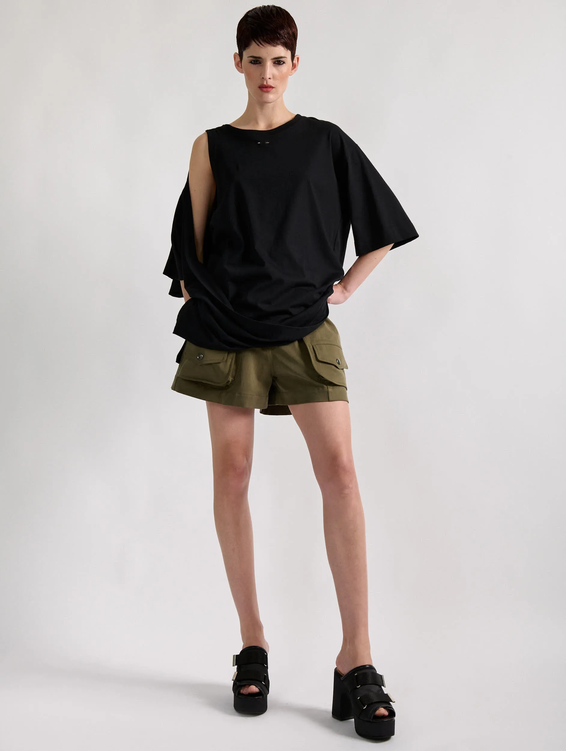 Tee-shirt drapé oversized en jersey de coton noir sold by Barbara Bui product image thumbnail 2
