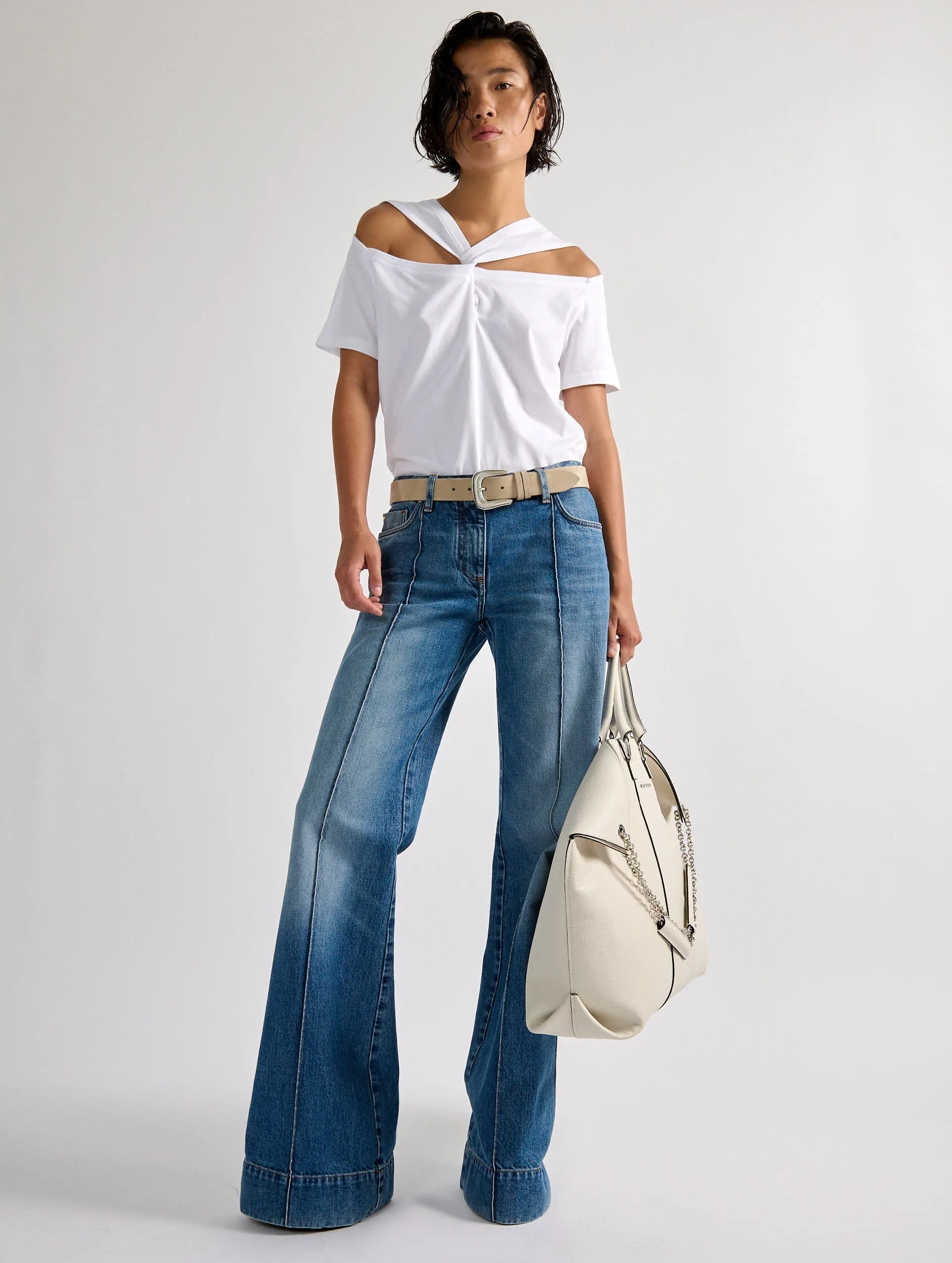 Tee-shirt à encolure twistée de coton blanc sold by Barbara Bui product image thumbnail 2