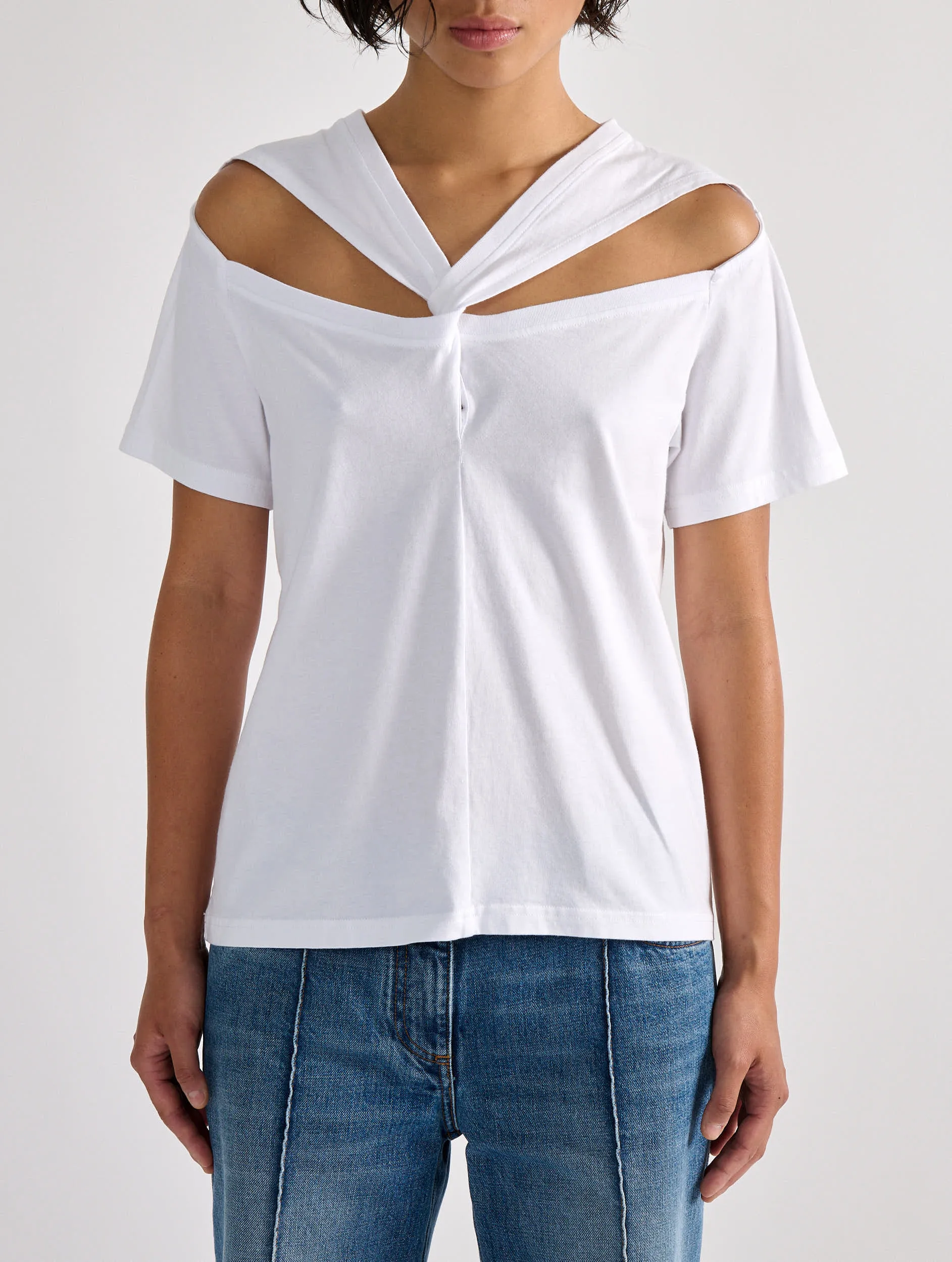 Tee-shirt à encolure twistée de coton blanc sold by Barbara Bui product image thumbnail 4