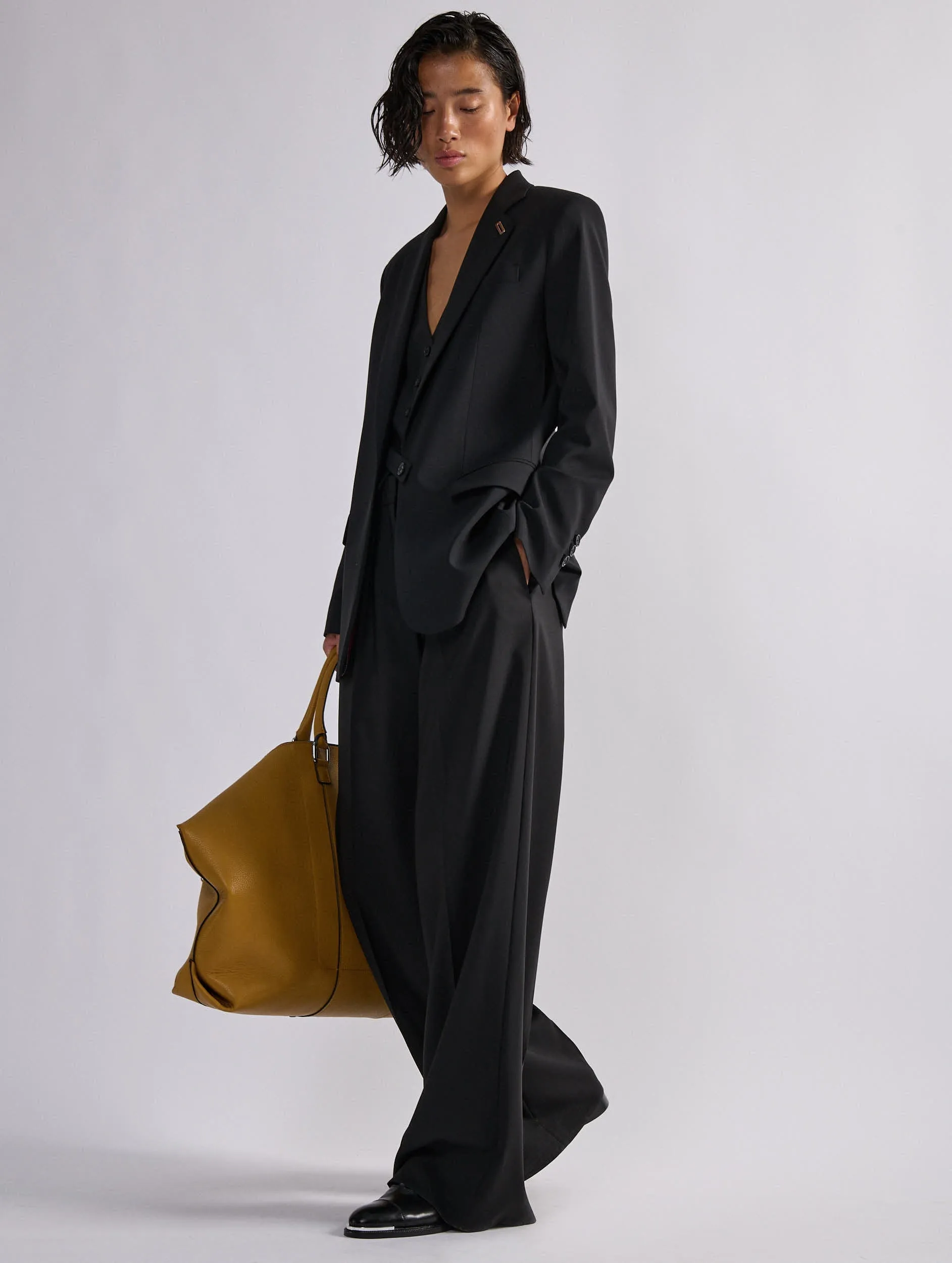 Veste droite en toile de laine noire sold by Barbara Bui product image thumbnail 3