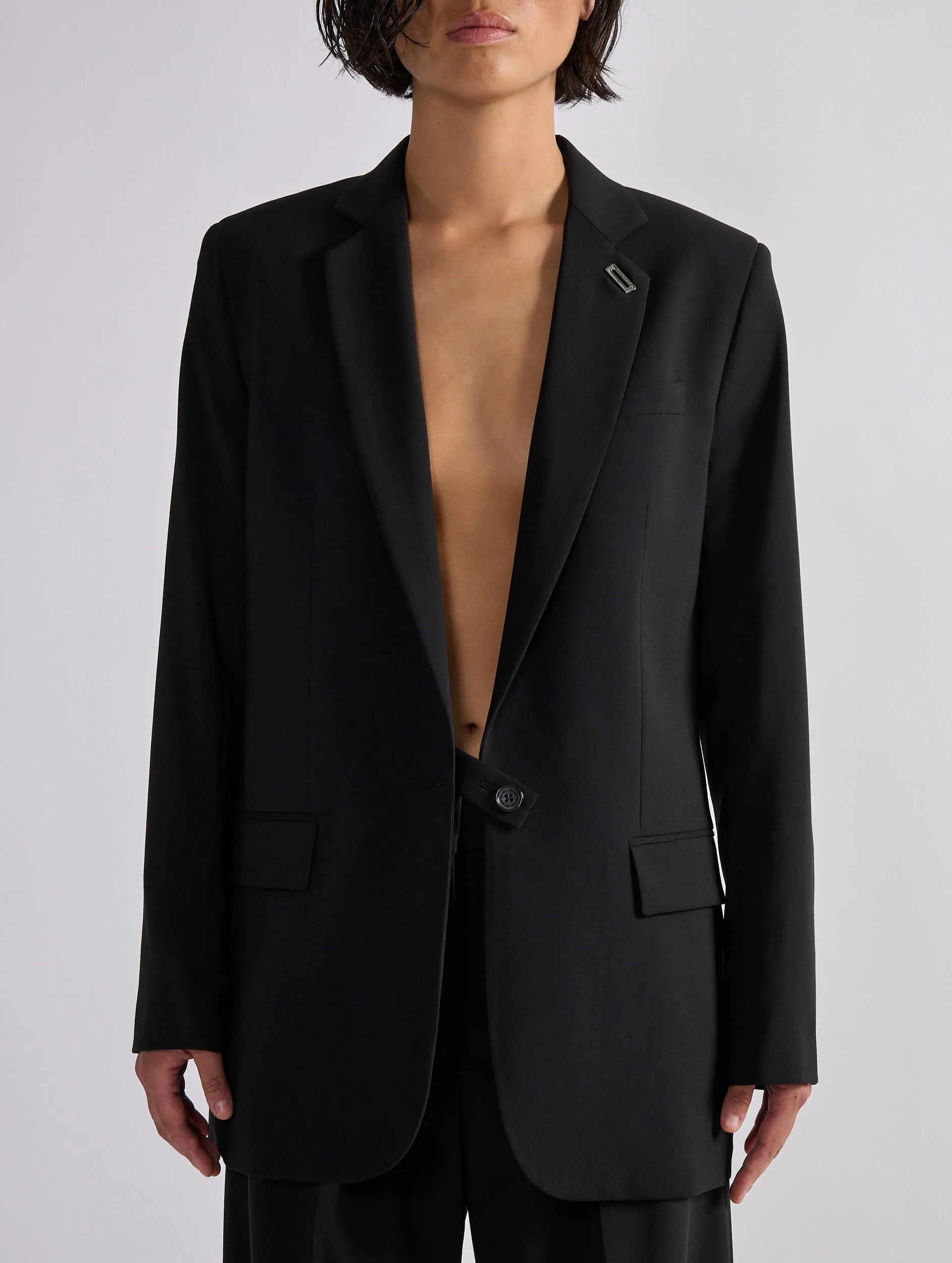 Veste droite en toile de laine noire sold by Barbara Bui product image thumbnail 4