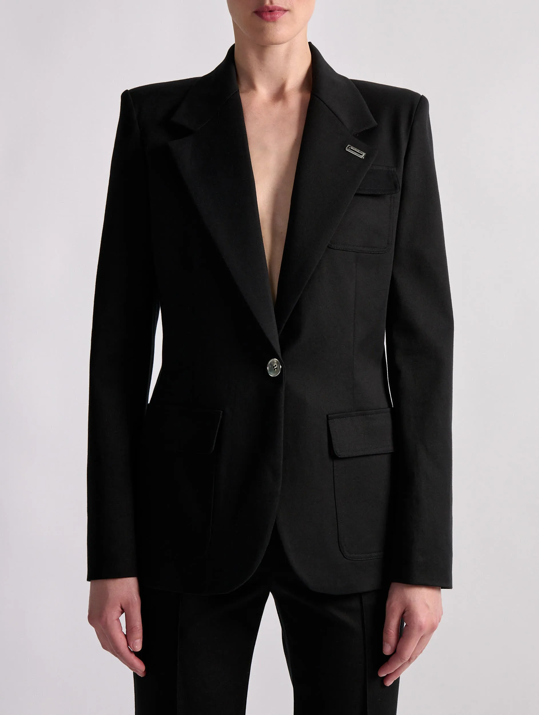 Veste 3 poches en gabardine de coton stretch noire sold by Barbara Bui product image thumbnail 5