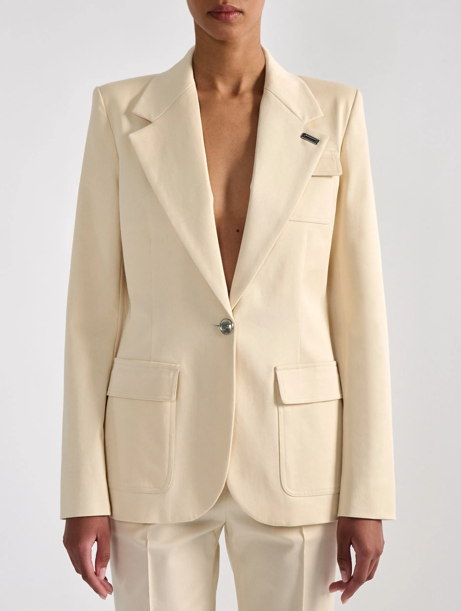 Veste 3 poches en gabardine de coton stretch sable sold by Barbara Bui product image thumbnail 4