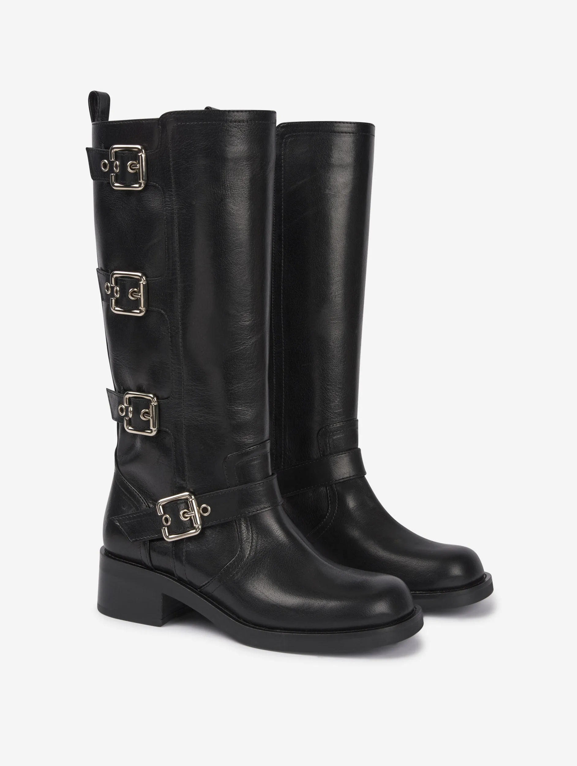 Bottes biker multiboucles en cuir noir sold by Barbara Bui product image thumbnail 3