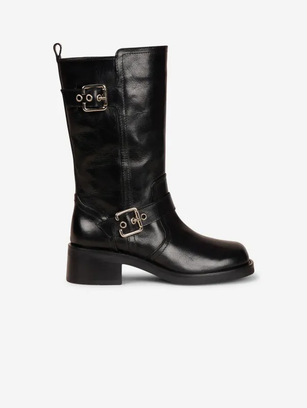 Bottes courtes biker en cuir noir sold by Barbara Bui