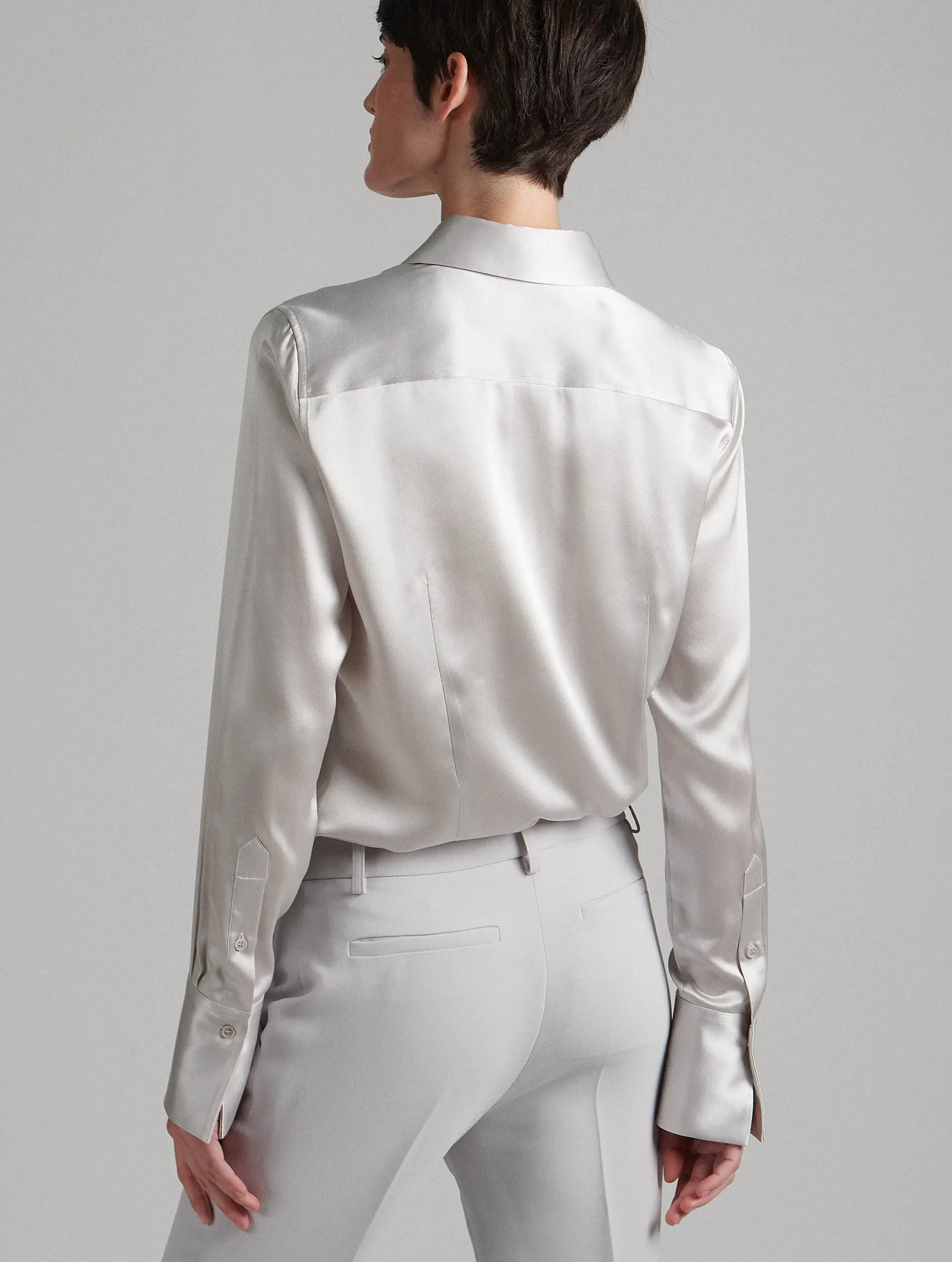 Chemise lavallière en satin de soie gris perle sold by Barbara Bui product image thumbnail 3