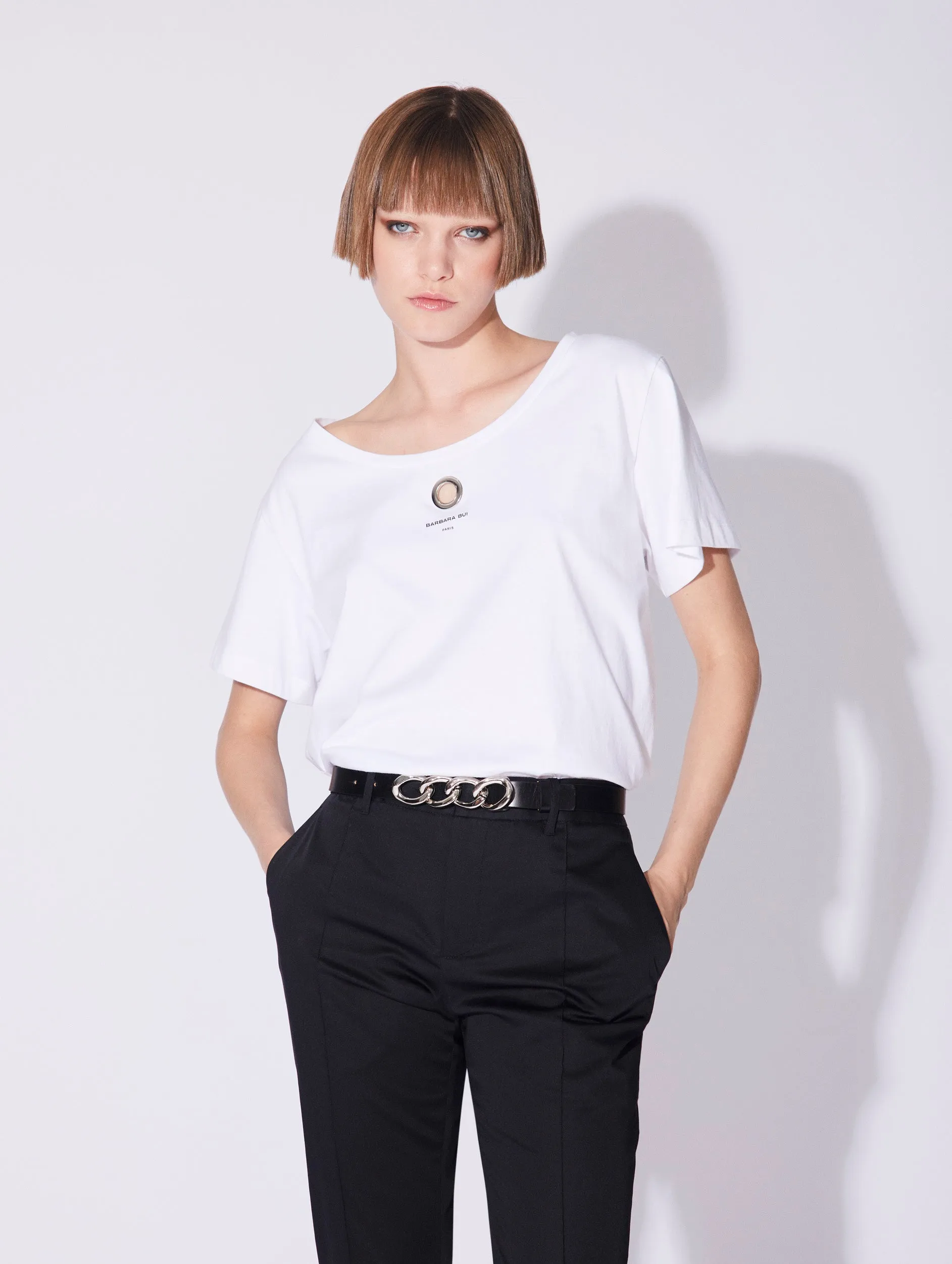 Tee-shirt manches courtes en jersey de coton blanc sold by Barbara Bui