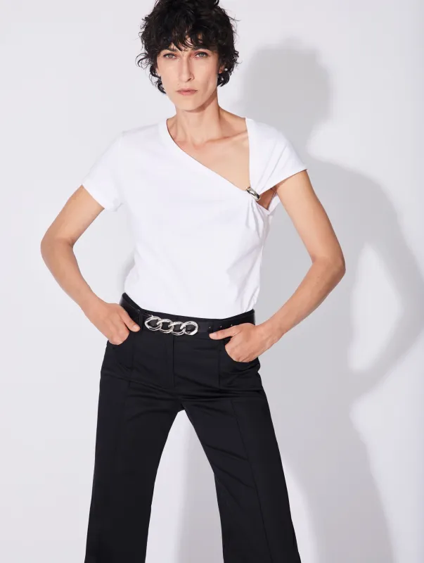 Tee-shirt drapé en jersey de coton blanc sold by Barbara Bui