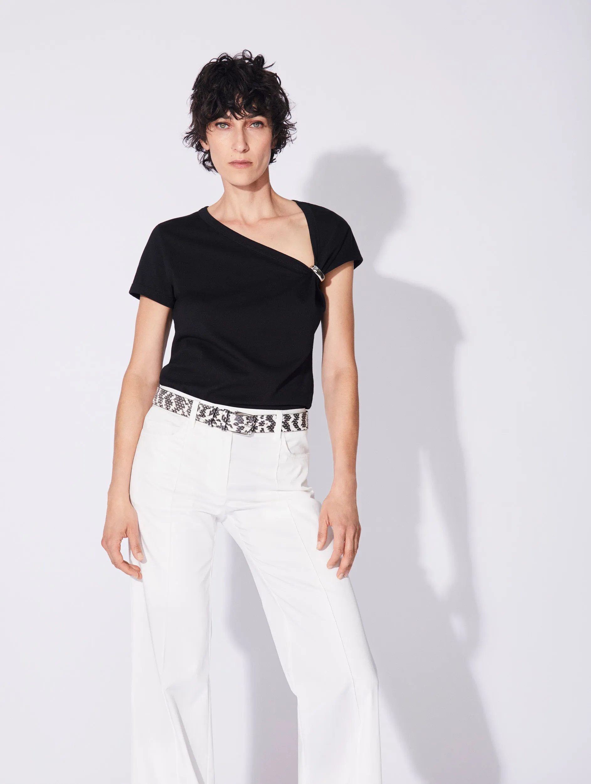 Tee-shirt drapé en jersey de coton noir sold by Barbara Bui product image thumbnail 2