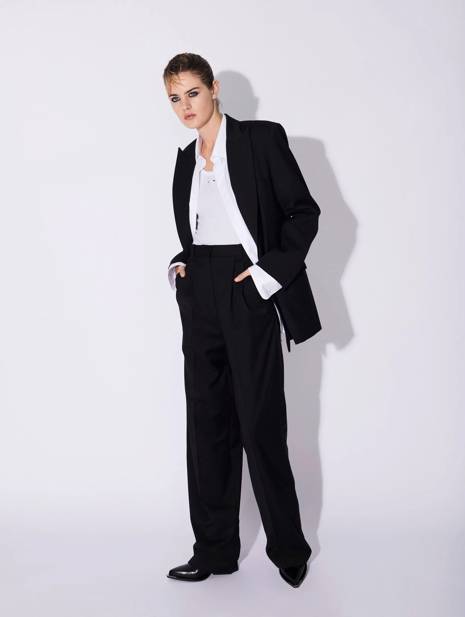 Veste de costume ample croisée laine stretch noire sold by Barbara Bui product image thumbnail 2