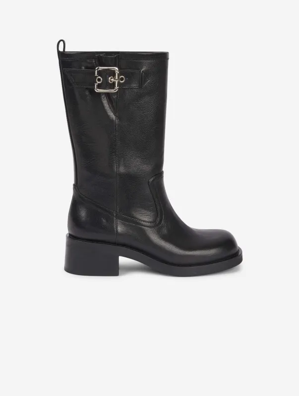 bottes courtes biker en cuir noir sold by Barbara Bui