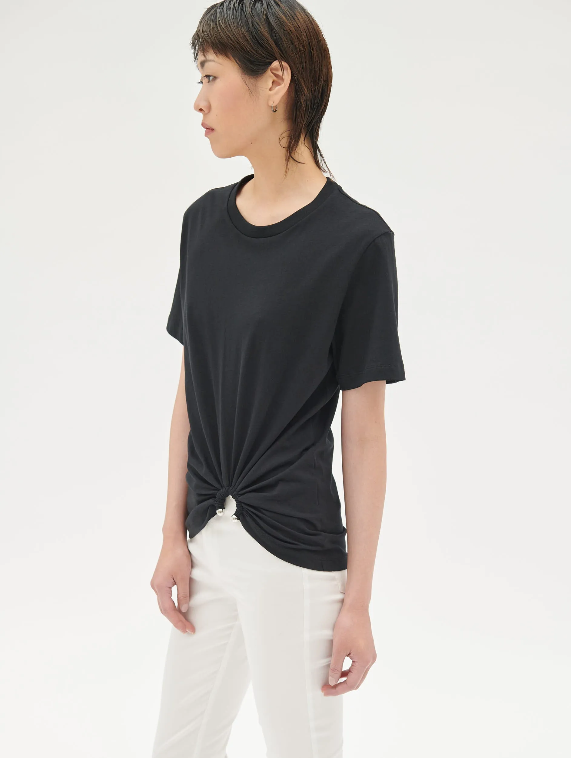 Tee-shirt en jersey de coton noir détail bijou sold by Barbara Bui product image thumbnail 4