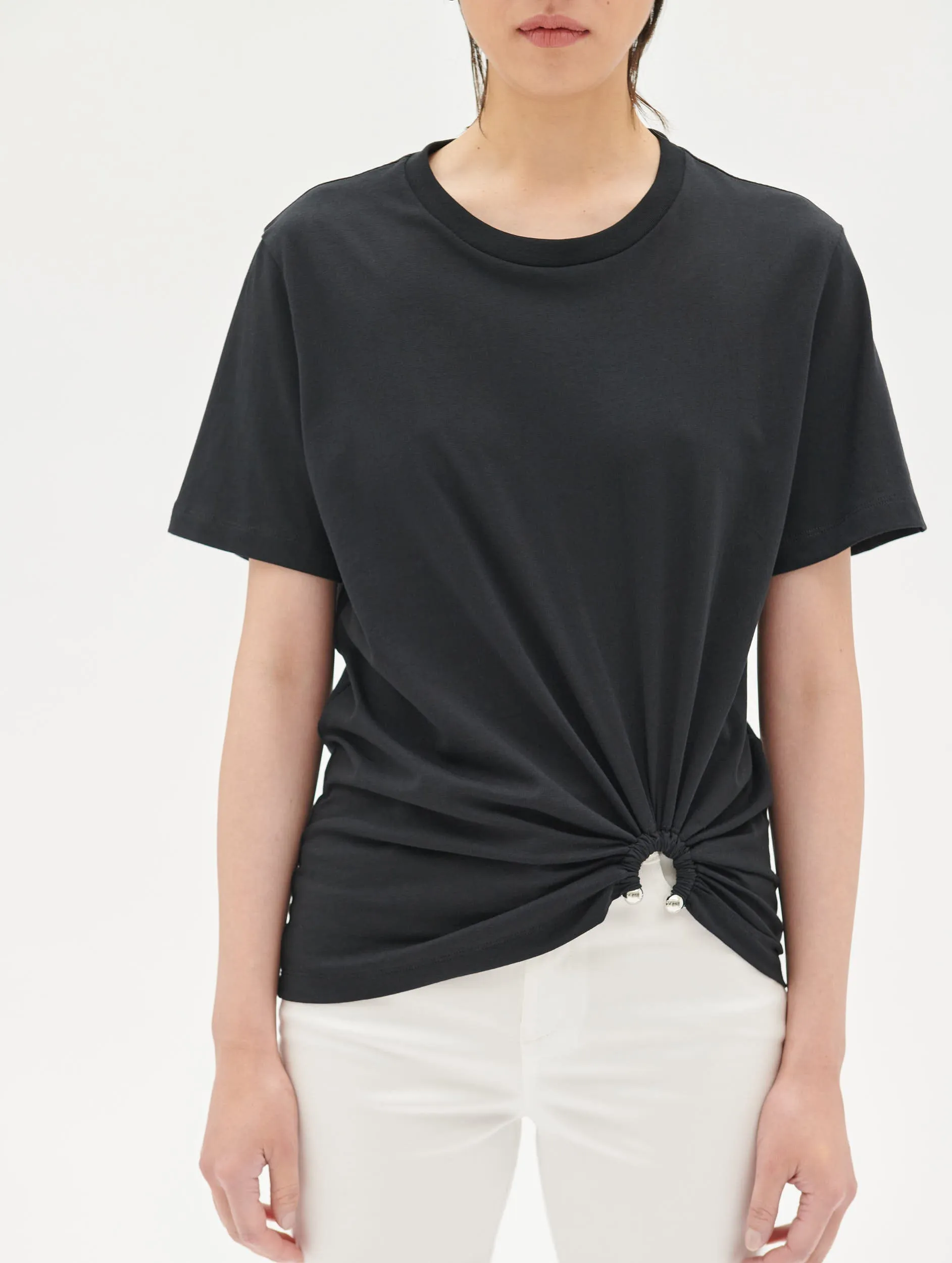 Tee-shirt en jersey de coton noir détail bijou sold by Barbara Bui product image thumbnail 5