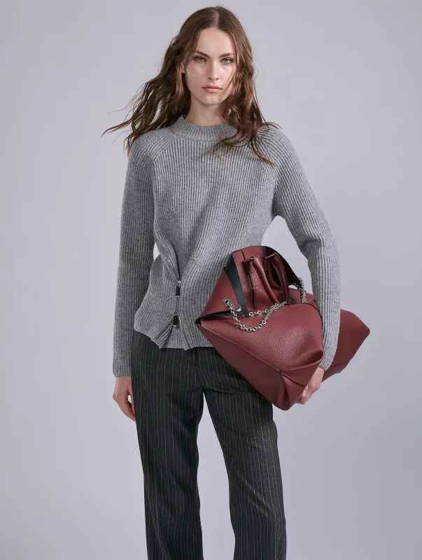 Pull zippé en laine côtelée gris sold by Barbara Bui