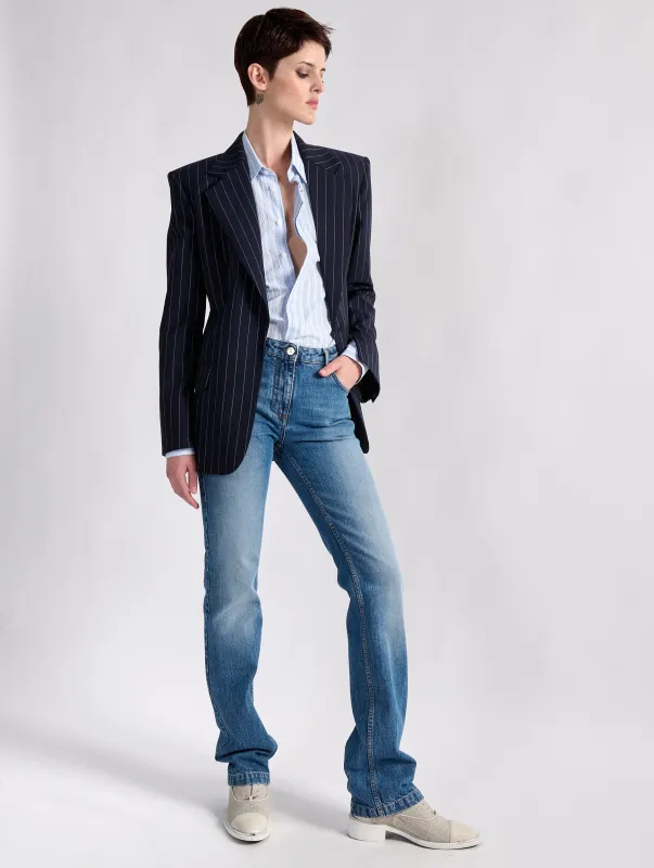 Veste cintrée à rayures tennis marine sold by Barbara Bui