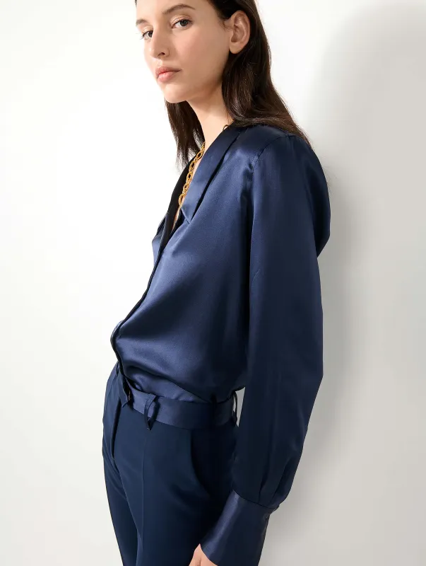 Chemise en satin de soie navy made by Barbara Bui