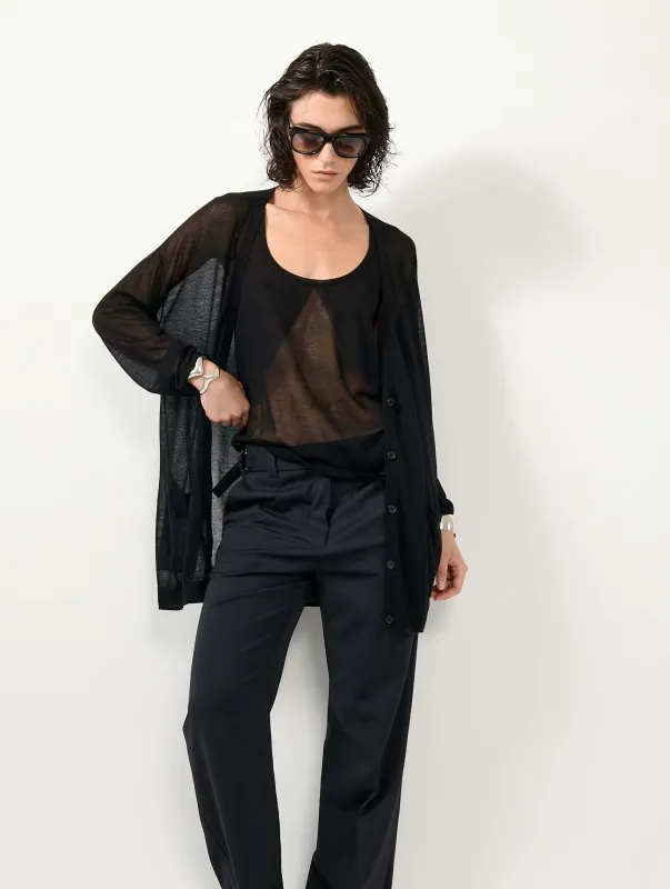 Cardigan long en maille extrafine noir made by Barbara Bui