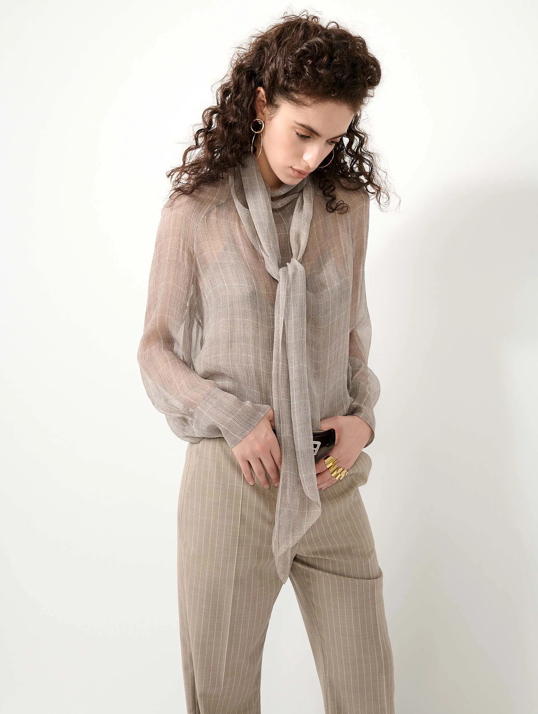 Blouse en georgette de soie Prince de Galles sable sold by Barbara Bui product image thumbnail 2