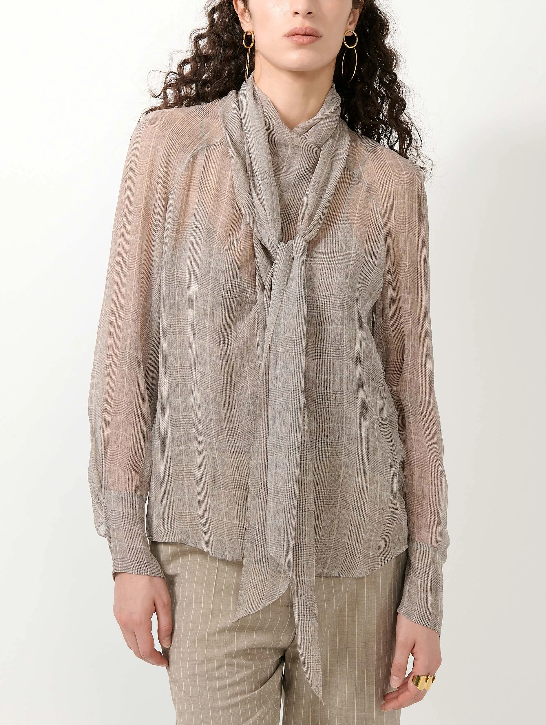 Blouse en georgette de soie Prince de Galles sable sold by Barbara Bui product image thumbnail 5