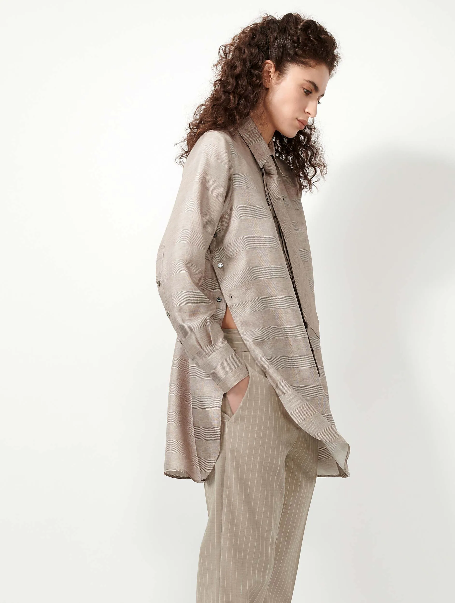 Liquette en twill de soie Prince de Galles sable sold by Barbara Bui product image thumbnail 4