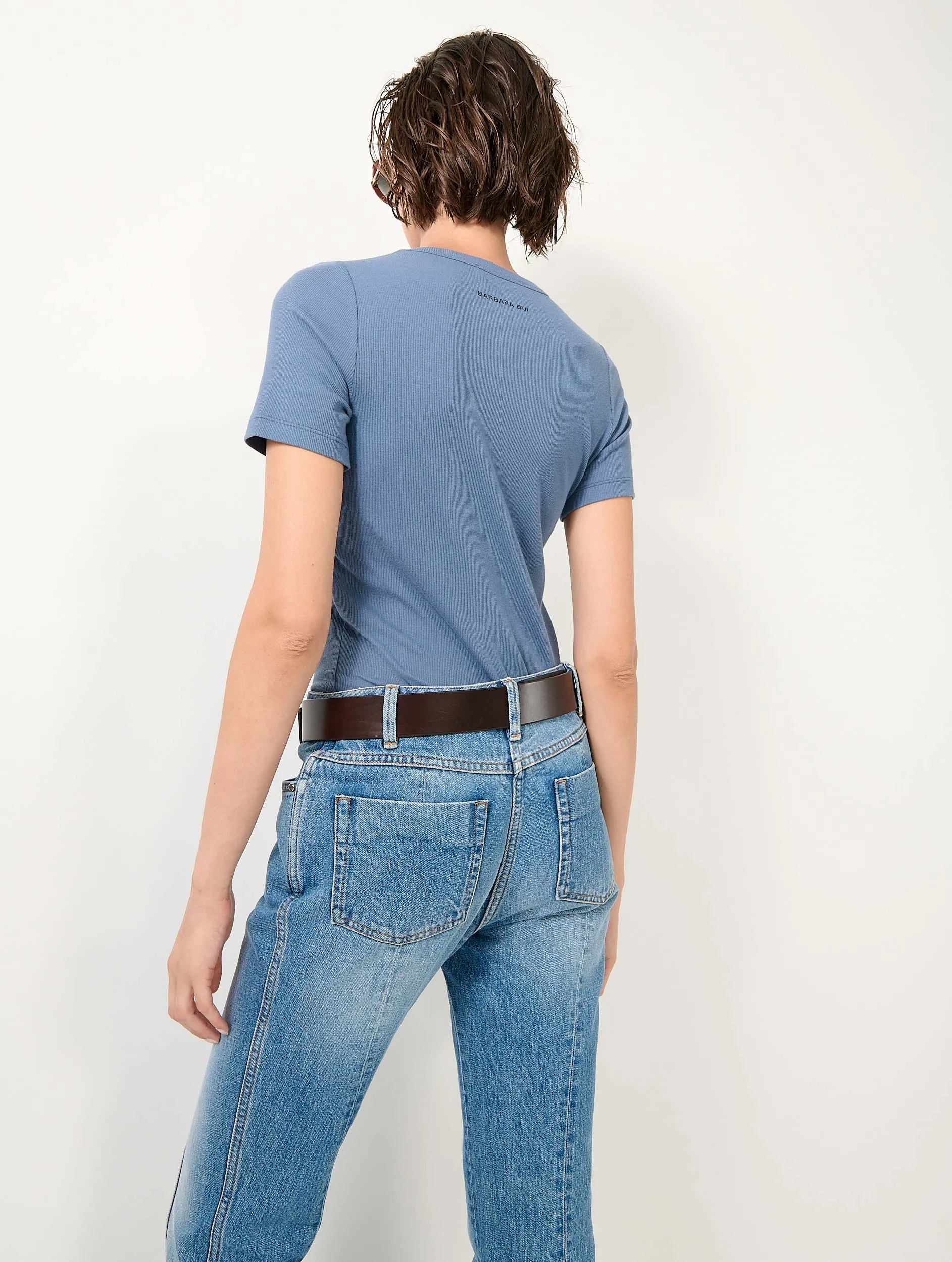 Tee-shirt en jersey côtelé bleu denim sold by Barbara Bui product image thumbnail 2
