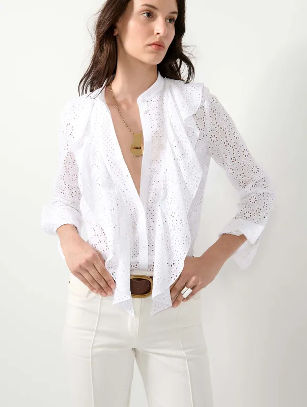 Chemise en broderie anglaise blanche made by Barbara Bui