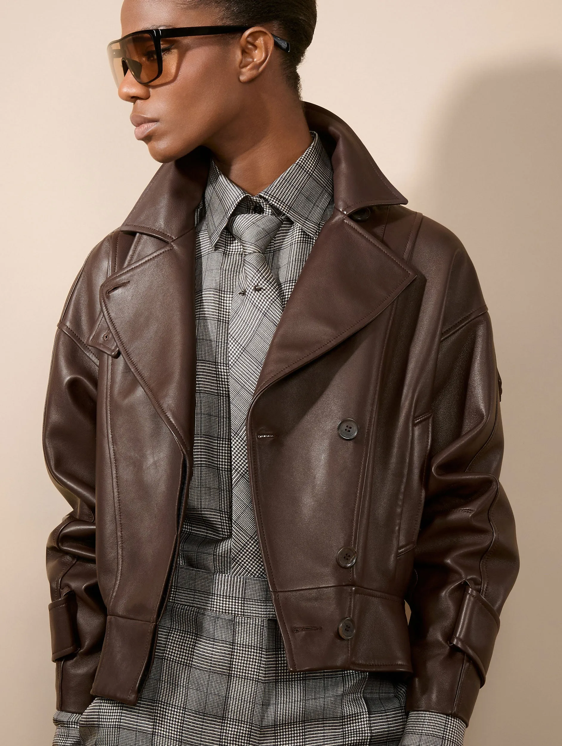 Blouson en cuir d'agneau café sold by Barbara Bui product image thumbnail 3