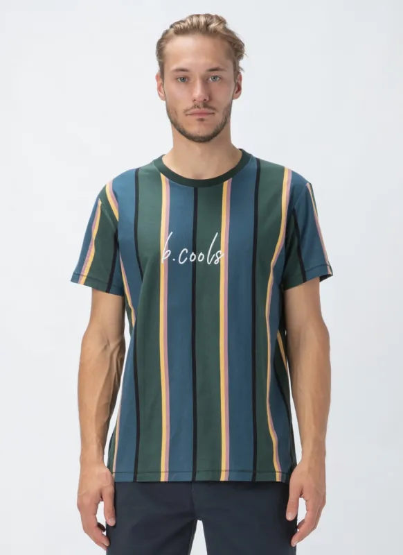 B.Cools Script Tee Forest Vert Stripe sold by Barney Cools