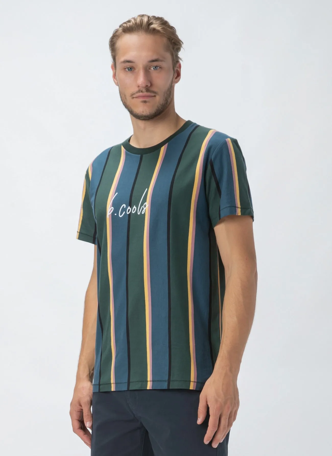 B.Cools Script Tee Forest Vert Stripe sold by Barney Cools product image thumbnail 3