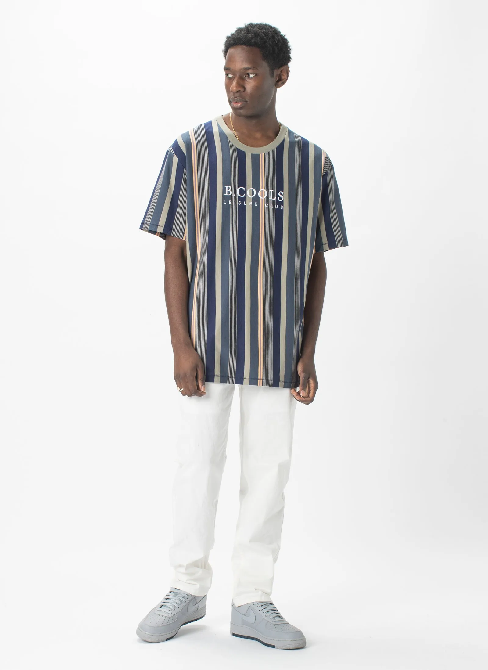 Leisure Club Tee Sage Stripe sold by Barney Cools product image thumbnail 3