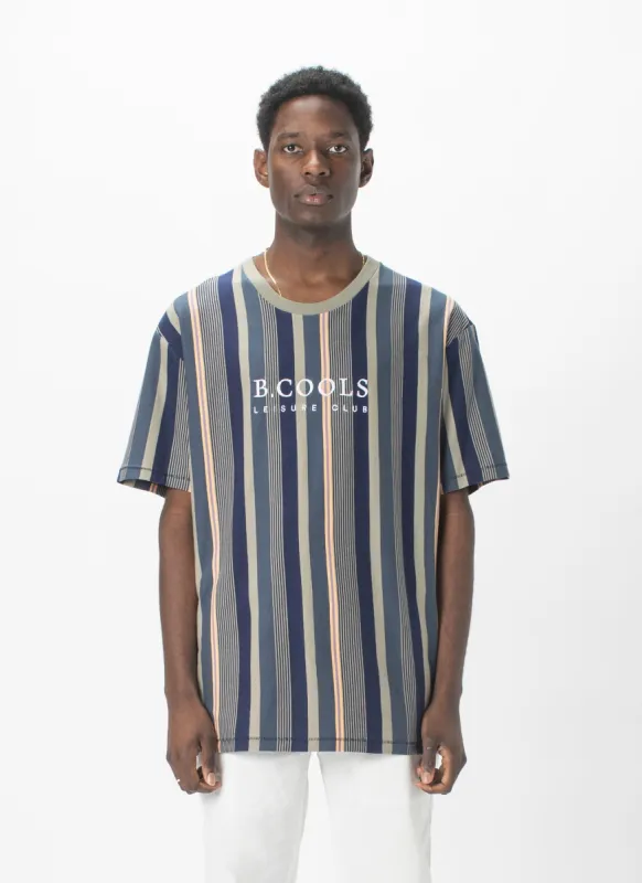 Leisure Club Tee Sage Stripe sold by Barney Cools