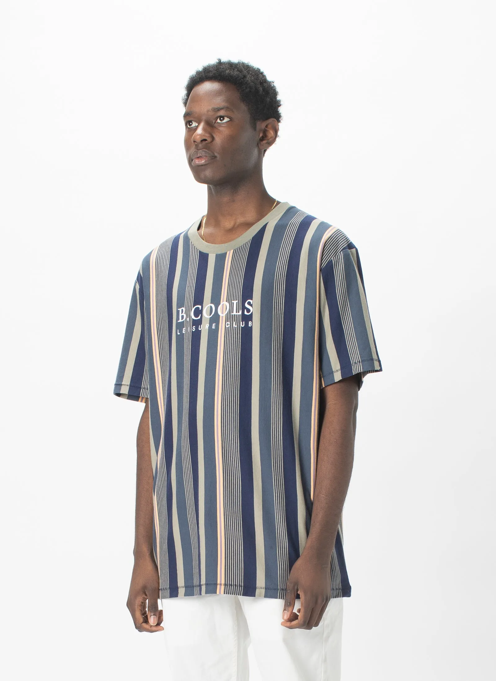 Leisure Club Tee Sage Stripe sold by Barney Cools product image thumbnail 4