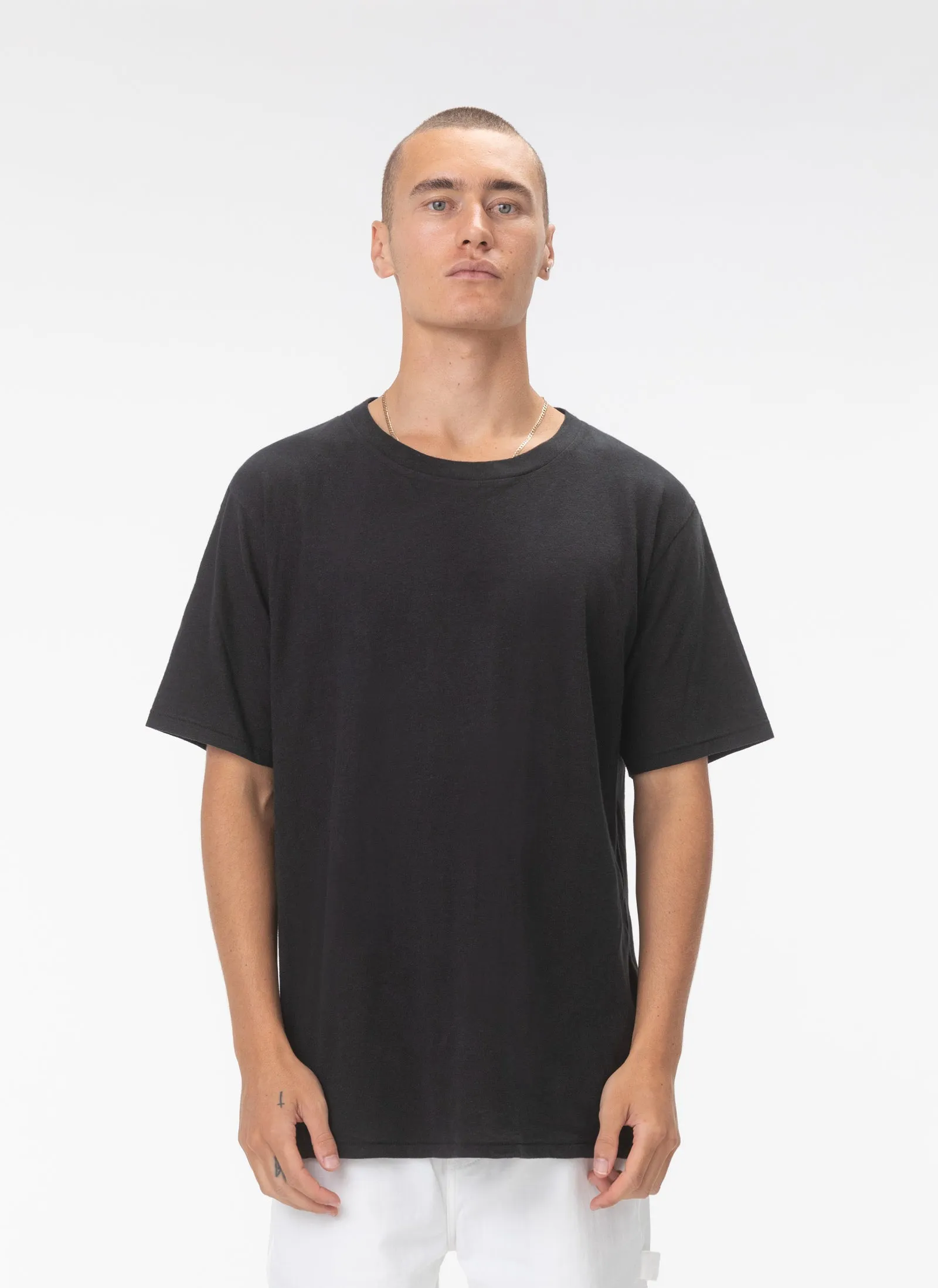 Lucia Linen Tee Black sold by Barney Cools