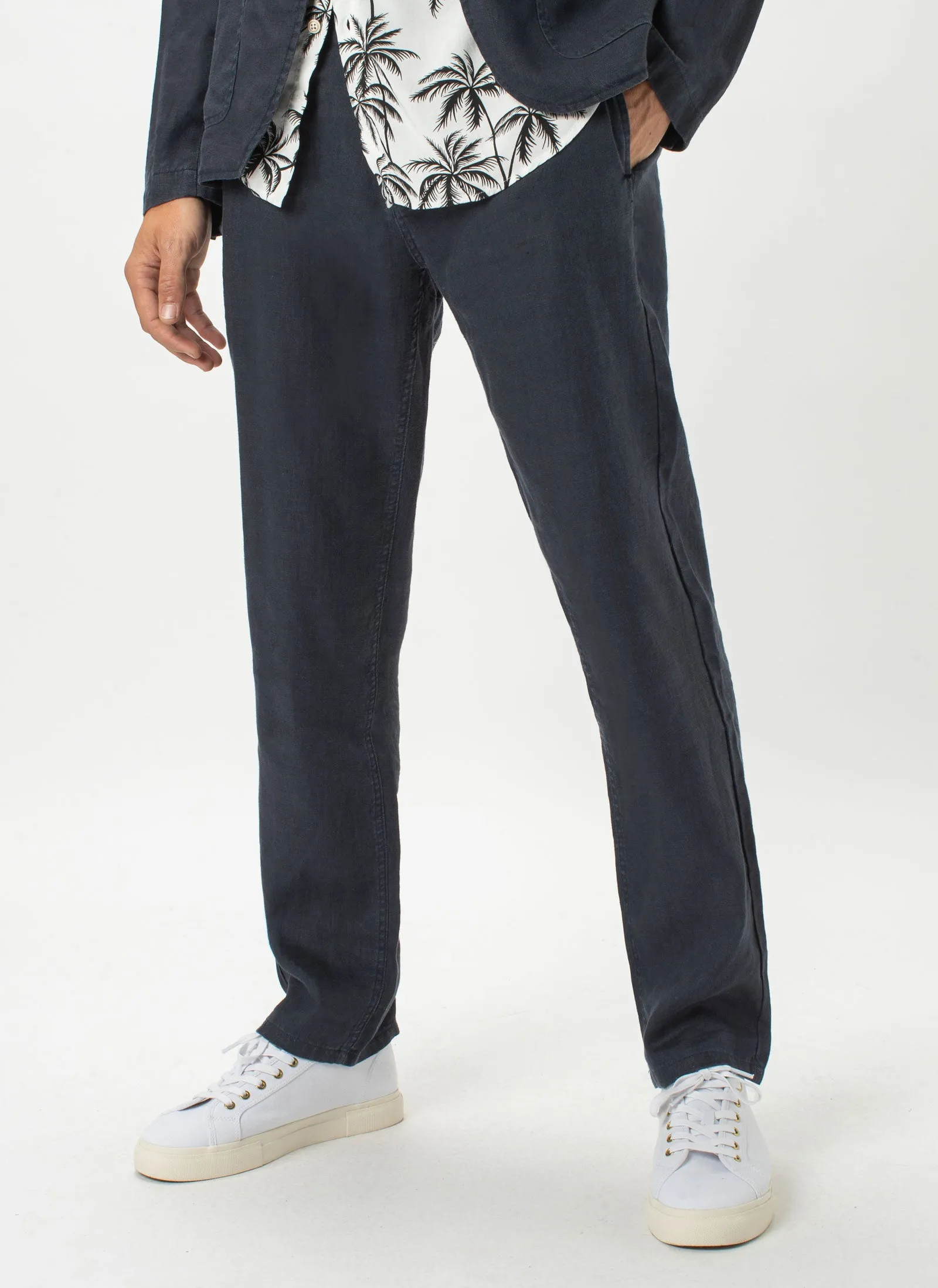 B.Relaxed Pant Navy Linen sold by Barney Cools