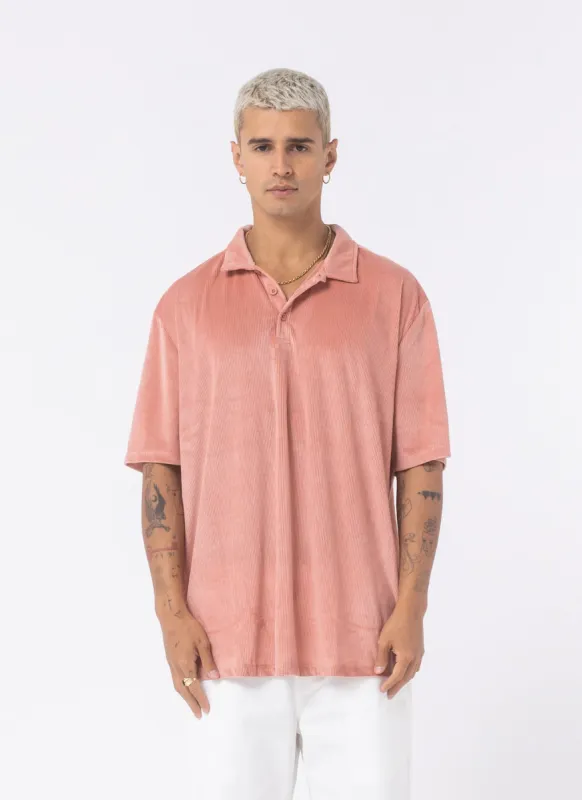 Velour Cord Polo Pink sold by Barney Cools