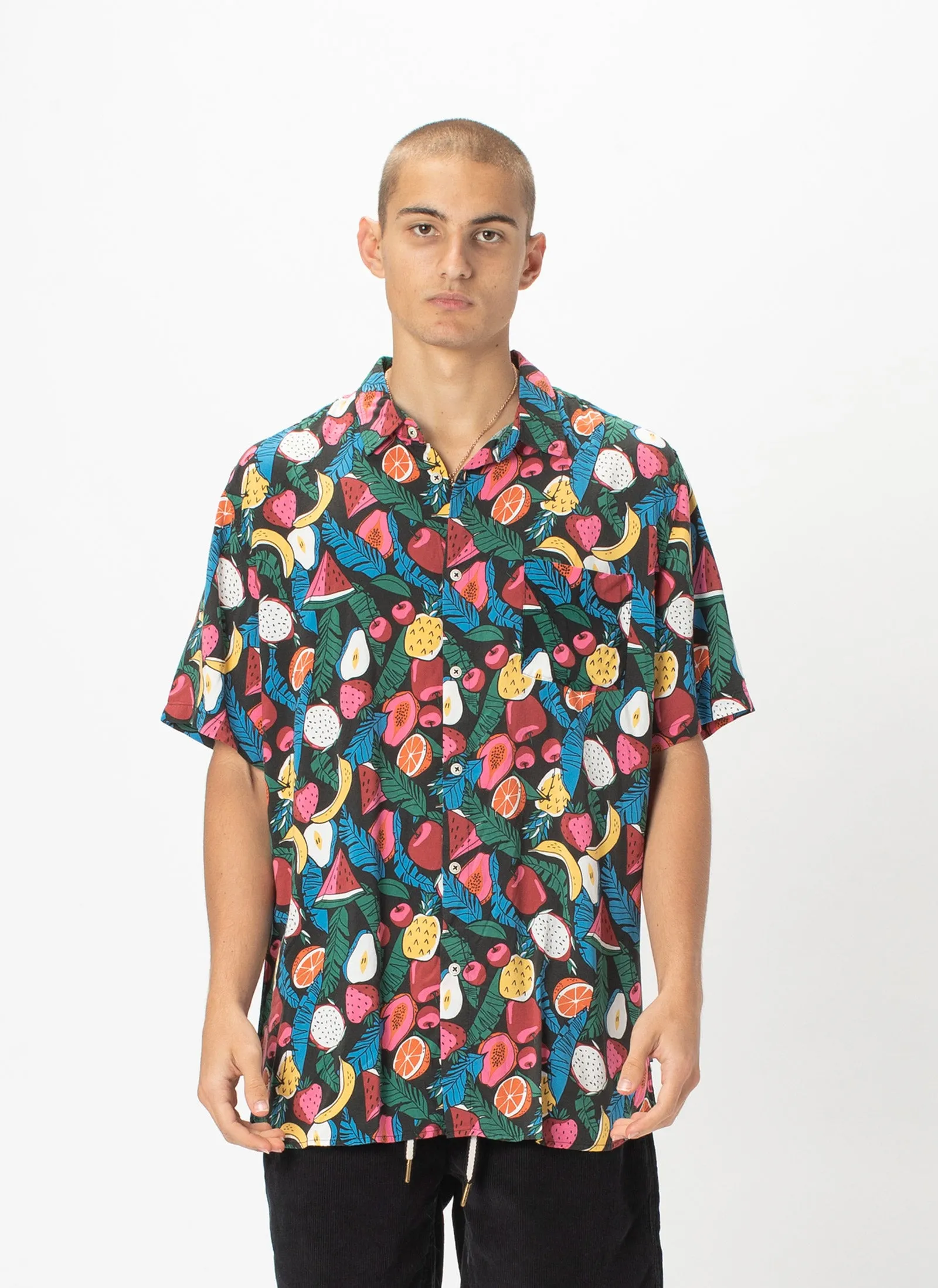 Holiday Short-Sleeve Shirt Black Fruits - Sale sold by Barney Cools