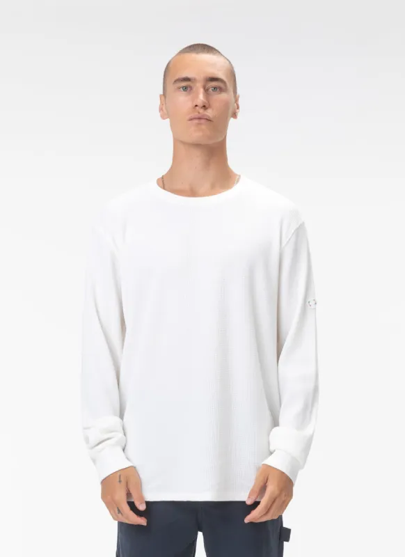 Badge Waffle Long Sleeve Tee White sold by Barney Cools
