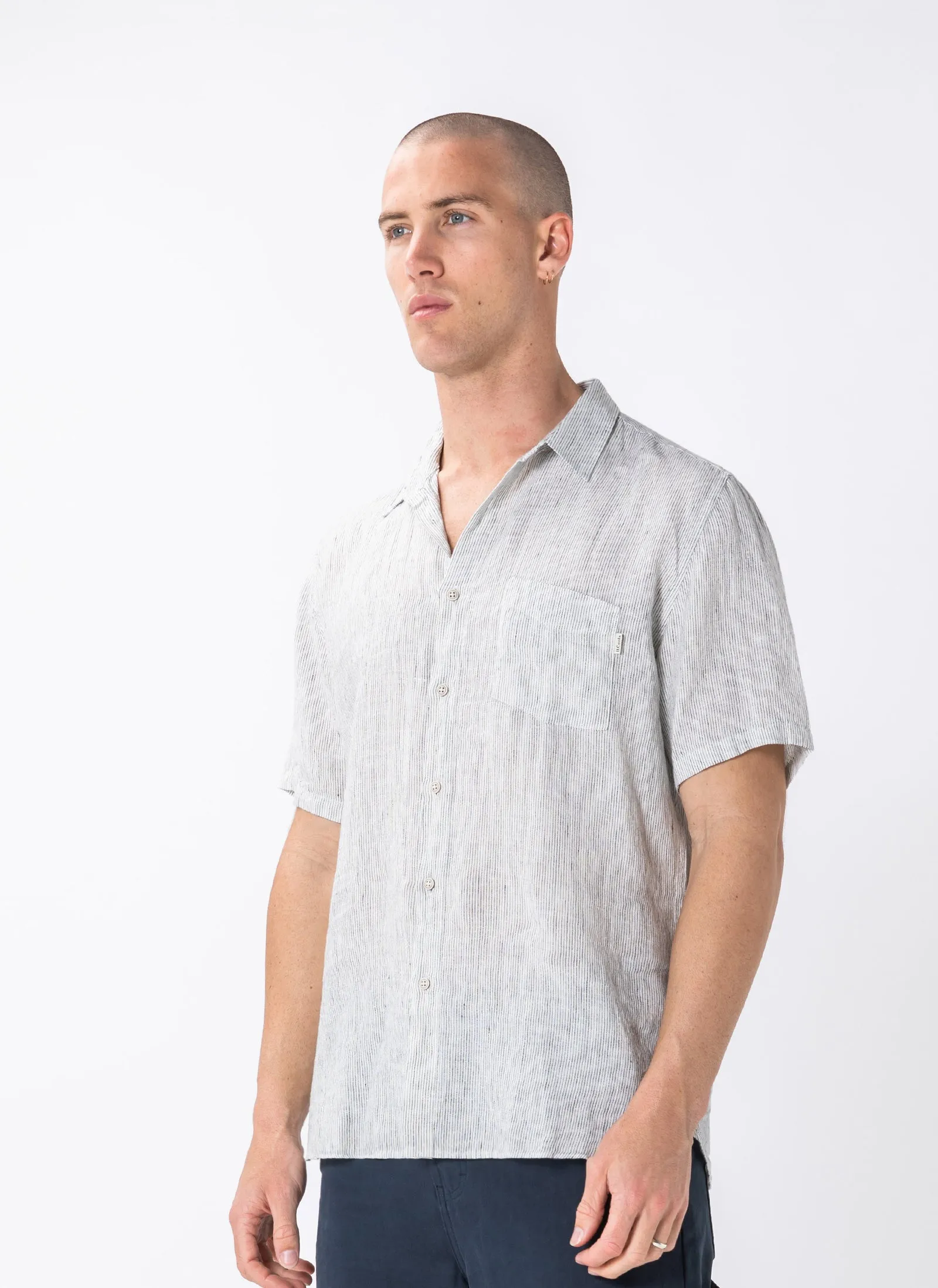 Holiday Linen Shirt White Stripe sold by Barney Cools product image thumbnail 3