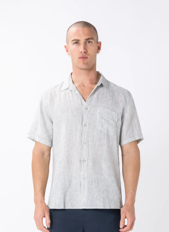 Holiday Linen Shirt White Stripe sold by Barney Cools