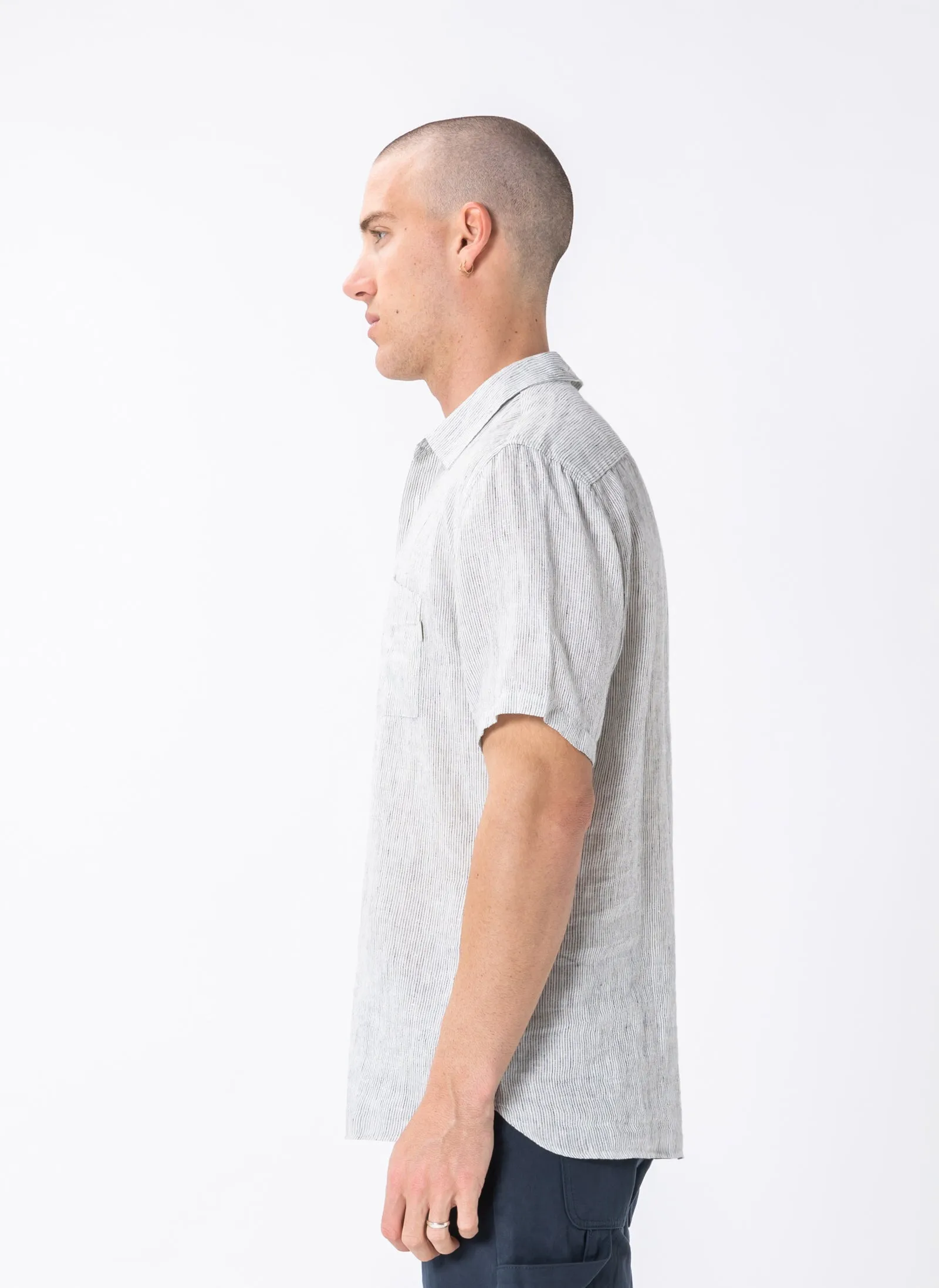 Holiday Linen Shirt White Stripe sold by Barney Cools product image thumbnail 4