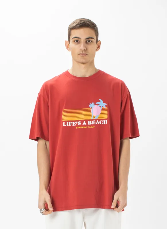 Life's A Beach Homie Tee Vintage Red sold by Barney Cools