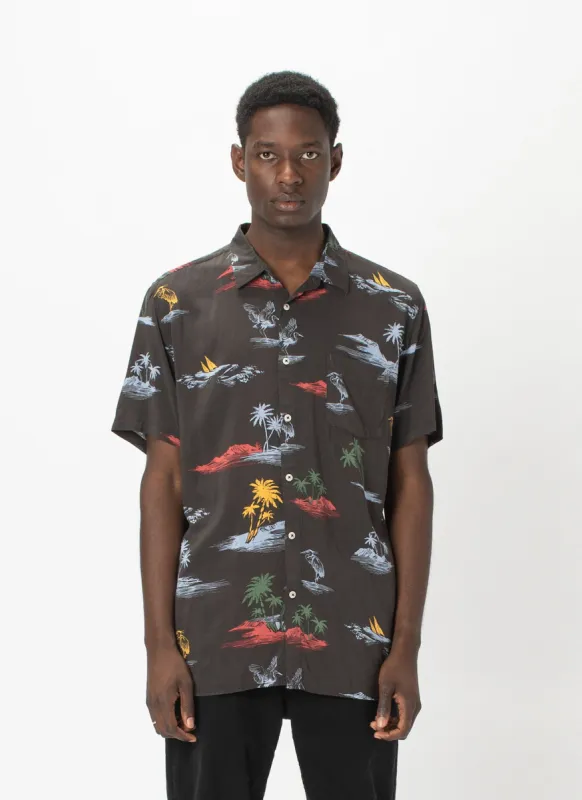 Holiday Short-Sleeve Shirt Black Islands made by Barney Cools