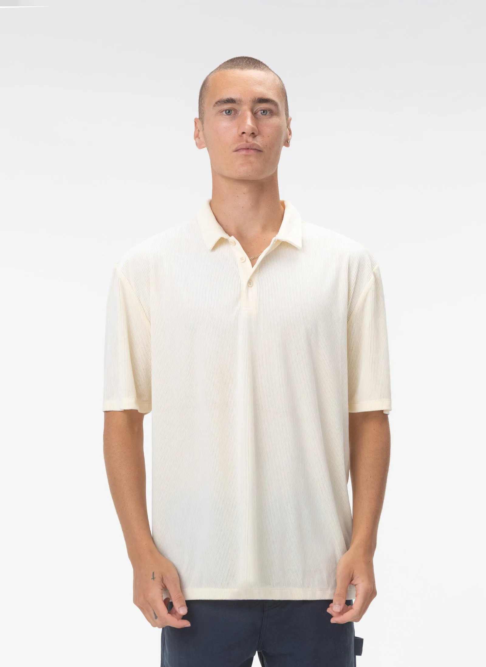 Velour Cord Polo Lemon sold by Barney Cools