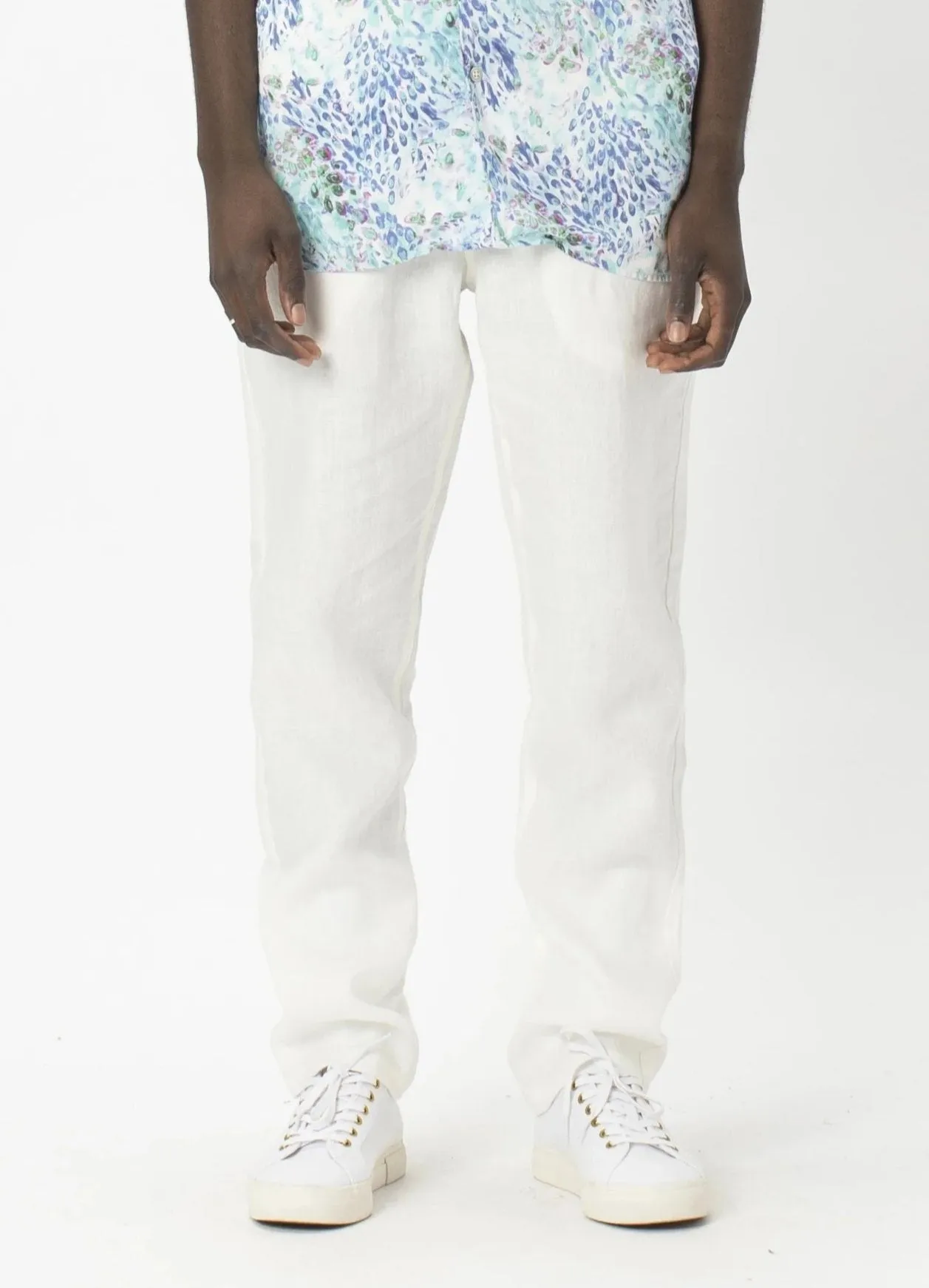 B.Relaxed Pant White Linen sold by Barney Cools
