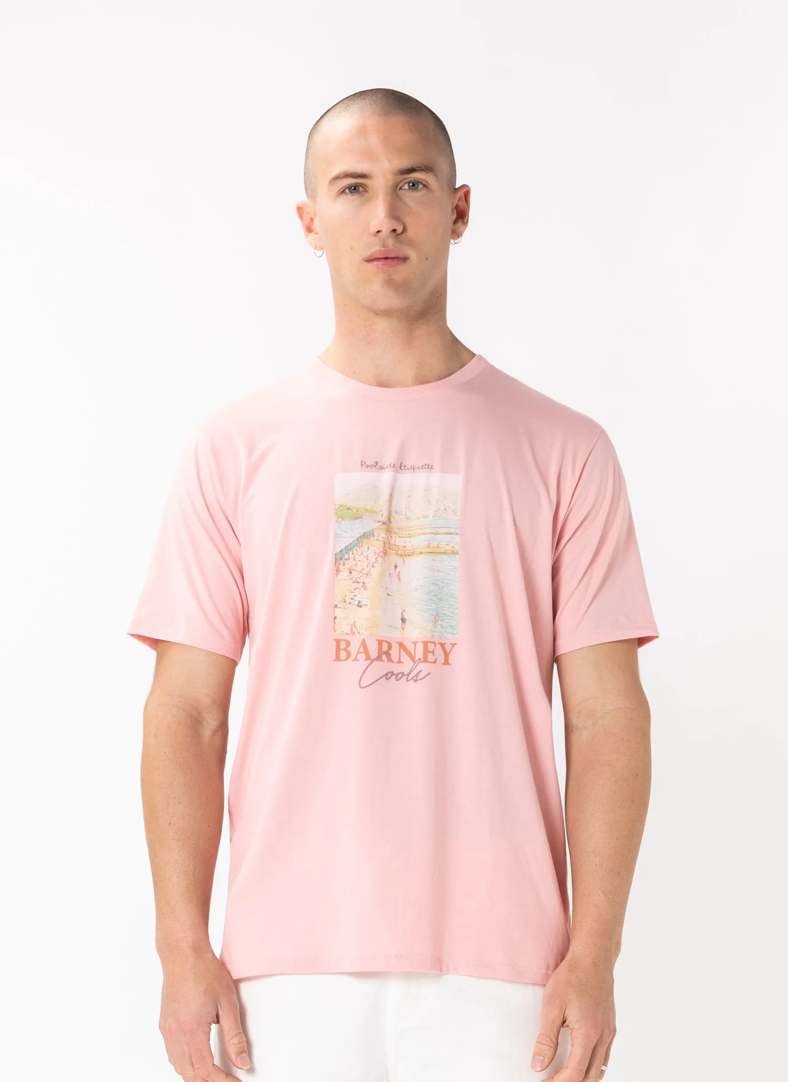 Postcard Tee Pink sold by Barney Cools